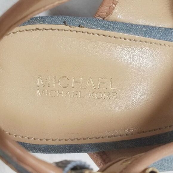 MICHAEL Michael Kors Gillian Washed Denim Wedges - Picture 7 of 9